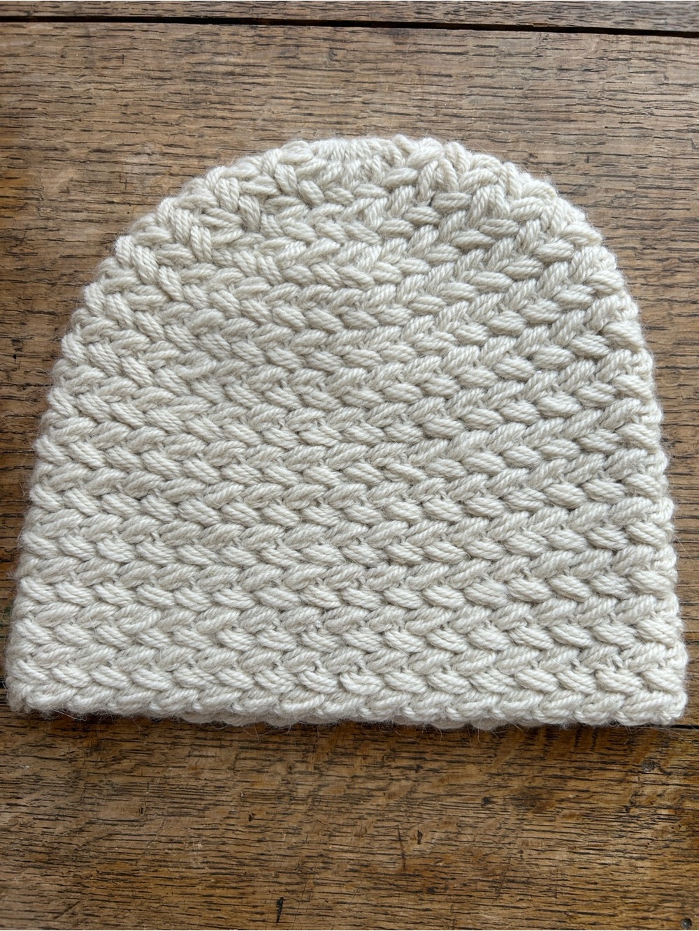 Handknit Cream 100% Alpaca Cable Beanie Hat.